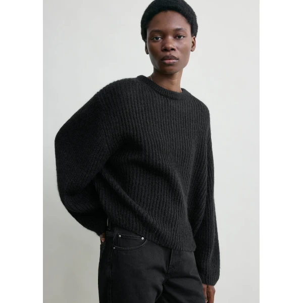 Totême Mohair Blend Rib Knit Black - Knitwear - Scandinavian Minimalist Luxury at Coveti