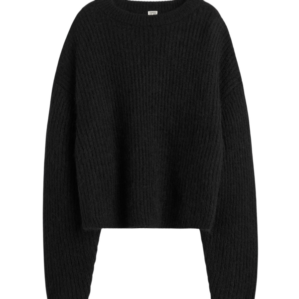 Totême Mohair Blend Rib Knit Black - Knitwear - Scandinavian Minimalist Luxury at Coveti