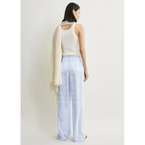 Totême Monogram Cotton-Blend PJ Bottoms Sky - Loungewear - Scandinavian Minimalist Luxury at Coveti