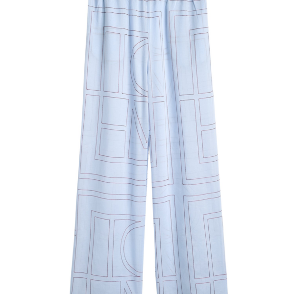 Totême Monogram Cotton-Blend PJ Bottoms Sky - Loungewear - Scandinavian Minimalist Luxury at Coveti