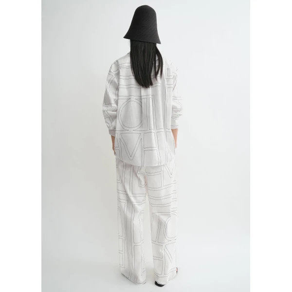 Totême Monogram Cotton-Blend PJ Top White/Black - Loungewear - Scandinavian Minimalist Luxury at Coveti
