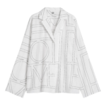 Totême Monogram Cotton-Blend PJ Top White/Black - Loungewear - Scandinavian Minimalist Luxury at Coveti