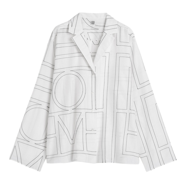 Totême Monogram Cotton-Blend PJ Top White/Black - Loungewear - Scandinavian Minimalist Luxury at Coveti