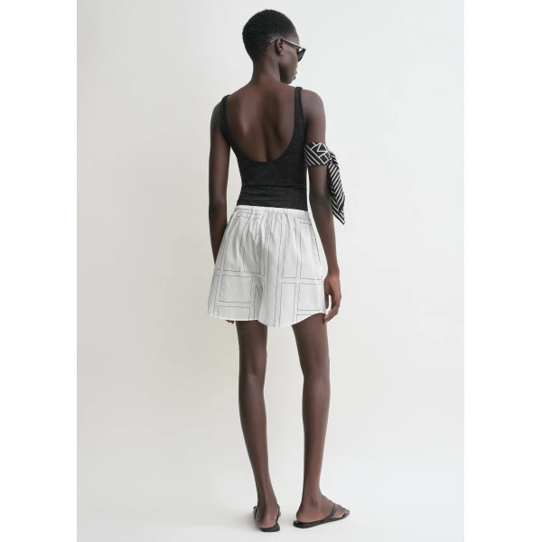 Totême Monogram Cotton PJ Shorts White/Black - Loungewear - Scandinavian Minimalist Luxury at Coveti