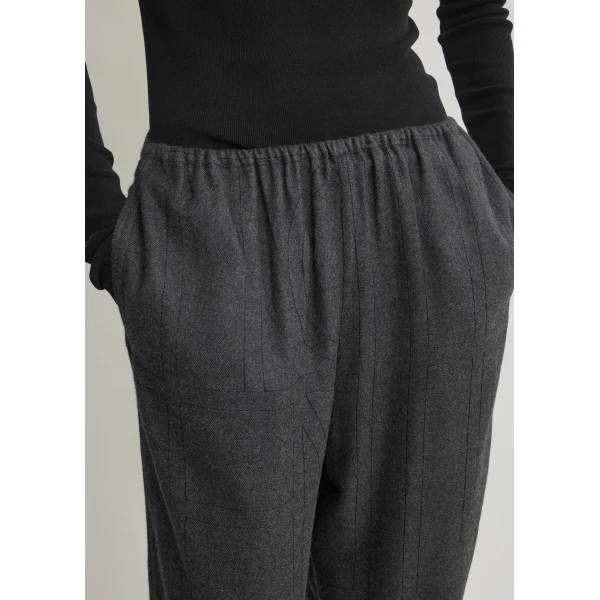 Totême Monogram Flannel PJ Bottoms Charcoal - Loungewear - Scandinavian Minimalist Luxury at Coveti