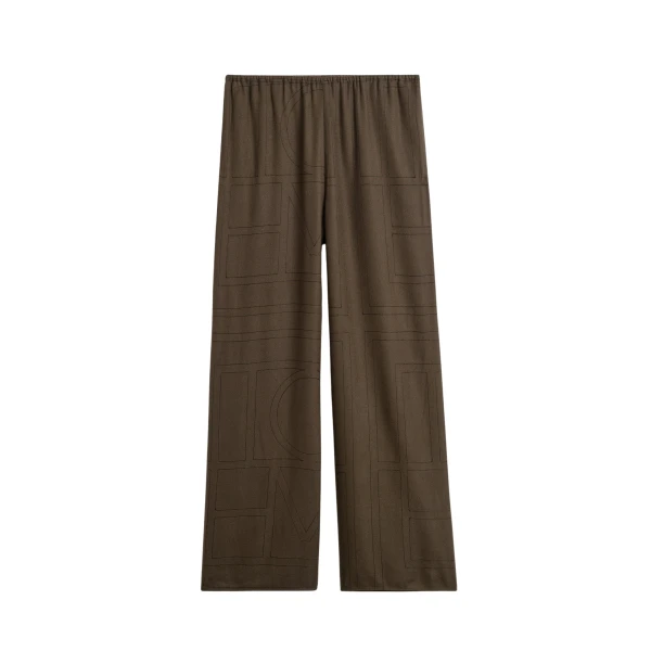 Totême Monogram Flannel PJ Bottoms Dark Brown - Loungewear - Scandinavian Minimalist Luxury at Coveti