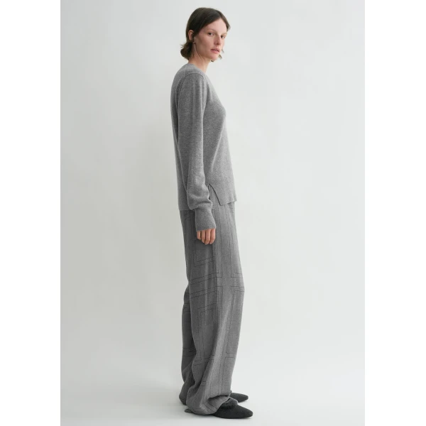 Totême Monogram Flannel PJ Bottoms Smoke Melange - Loungewear - Scandinavian Minimalist Luxury at Coveti