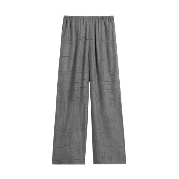 Totême Monogram Flannel PJ Bottoms Smoke Melange - Loungewear - Scandinavian Minimalist Luxury at Coveti