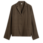 Totême Monogram Flannel PJ Top Dark Brown - Loungewear - Scandinavian Minimalist Luxury at Coveti