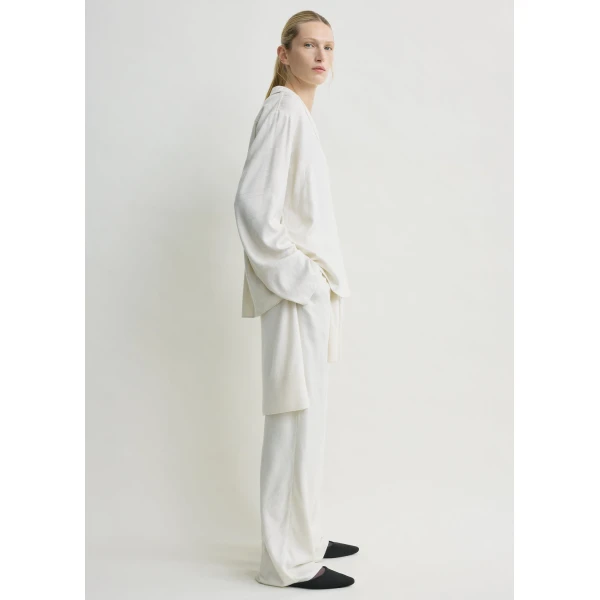 Totême Monogram Flannel PJ Top Ecru - Loungewear - Scandinavian Minimalist Luxury at Coveti