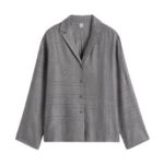 Totême Monogram Flannel PJ Top Smoke Melange - Loungewear - Scandinavian Minimalist Luxury at Coveti