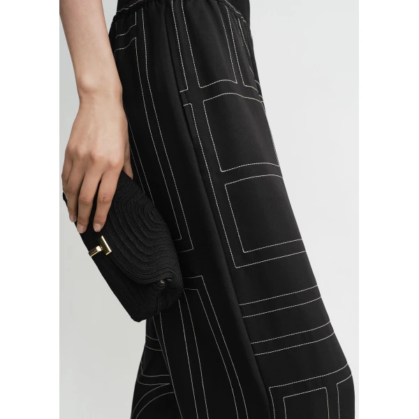 Totême Monogram Silk PJ Bottoms Black - Loungewear - Scandinavian Minimalist Luxury at Coveti