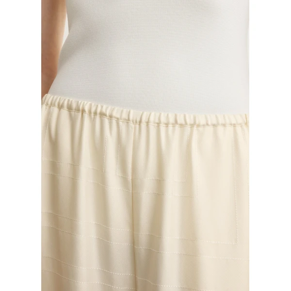 Totême Monogram Silk PJ Bottoms Cream - Loungewear - Scandinavian Minimalist Luxury at Coveti