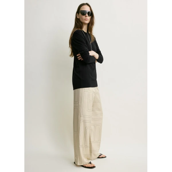 Totême Monogram Silk PJ Bottoms Ivory - Loungewear - Scandinavian Minimalist Luxury at Coveti