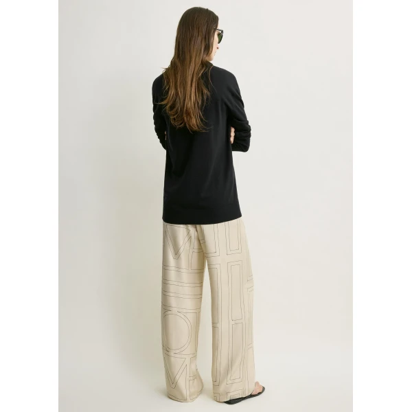 Totême Monogram Silk PJ Bottoms Ivory - Loungewear - Scandinavian Minimalist Luxury at Coveti