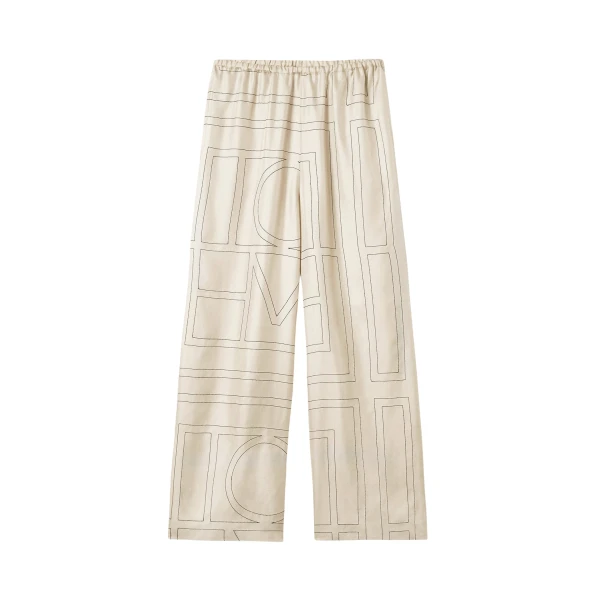 Totême Monogram Silk PJ Bottoms Ivory - Loungewear - Scandinavian Minimalist Luxury at Coveti