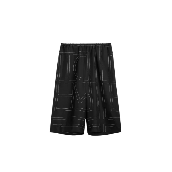 Totême Monogram Silk PJ Culottes Black - Loungewear - Scandinavian Minimalist Luxury at Coveti