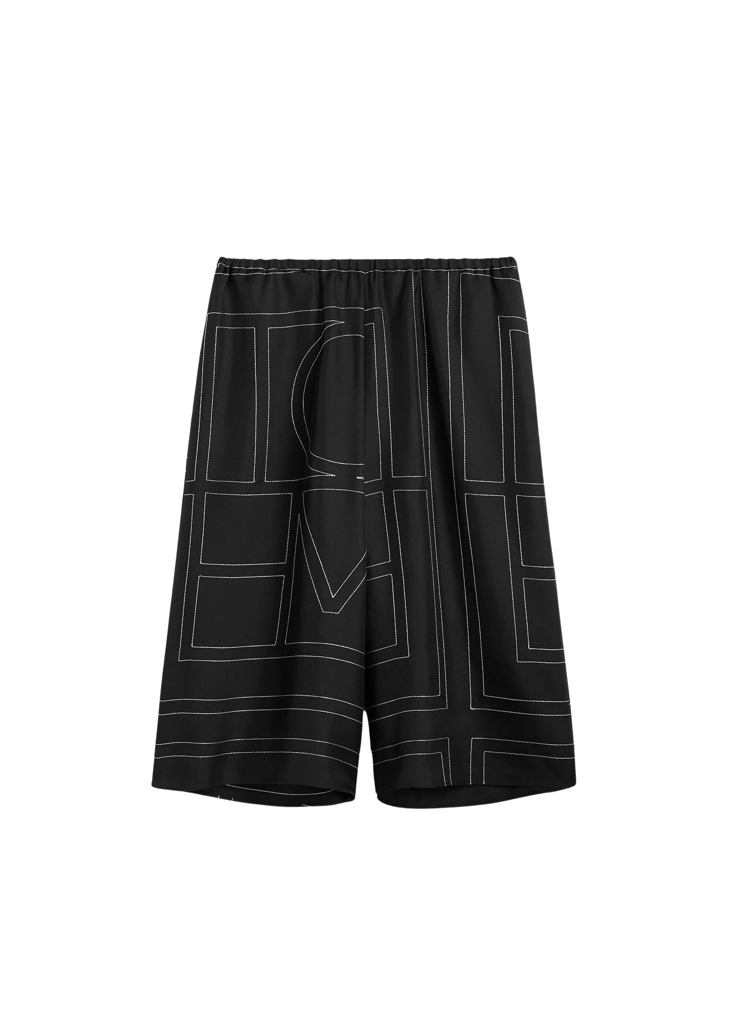 Toteme-Monogram-Silk-PJ-Culottes-Black77861_nobg Totême Monogram Silk PJ Culottes Black - Loungewear - Scandinavian Minimalist Luxury at Coveti