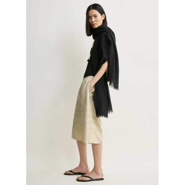 Totême Monogram Silk PJ Culottes Ivory - Loungewear - Scandinavian Minimalist Luxury at Coveti