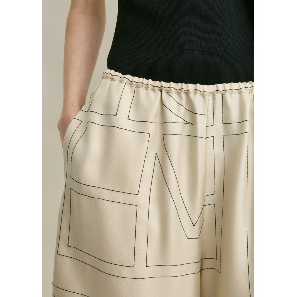 Totême Monogram Silk PJ Culottes Ivory - Loungewear - Scandinavian Minimalist Luxury at Coveti