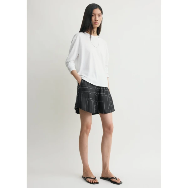 Totême Monogram Silk PJ Shorts Black - Loungewear - Scandinavian Minimalist Luxury at Coveti