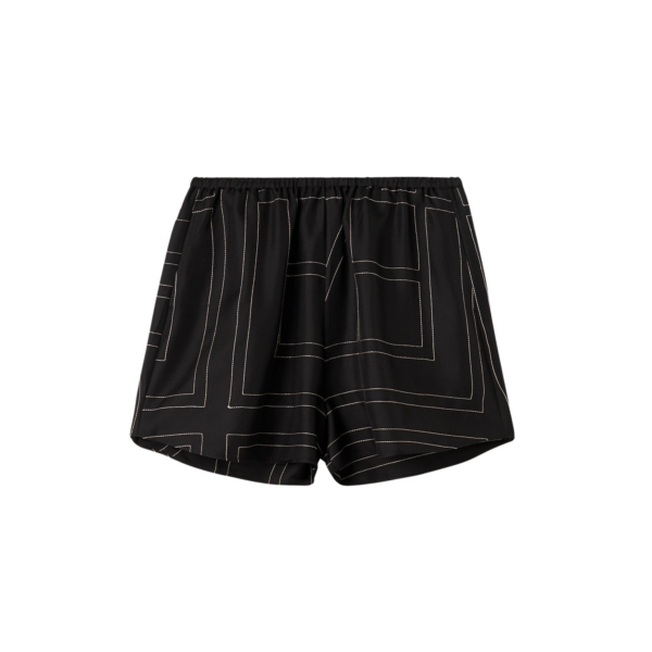 Totême Monogram Silk PJ Shorts Black - Loungewear - Scandinavian Minimalist Luxury at Coveti