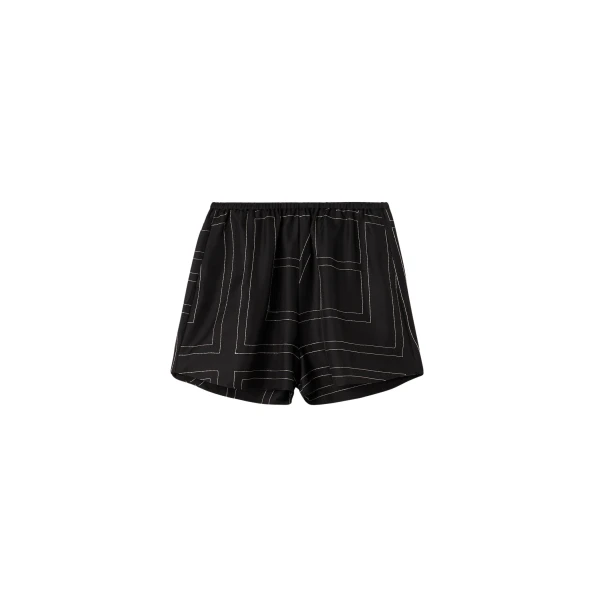 Totême Monogram Silk PJ Shorts Black - Loungewear - Scandinavian Minimalist Luxury at Coveti