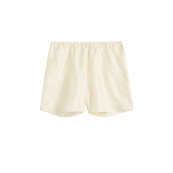 Totême Monogram Silk PJ Shorts Cream - Loungewear - Scandinavian Minimalist Luxury at Coveti