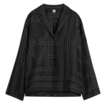 Totême Monogram Silk PJ Top Black - Loungewear - Scandinavian Minimalist Luxury at Coveti