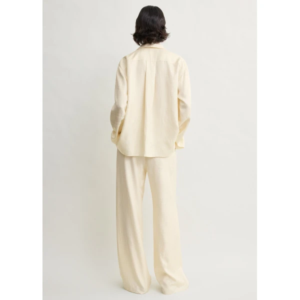 Totême Monogram Silk PJ Top Cream - Loungewear - Scandinavian Minimalist Luxury at Coveti