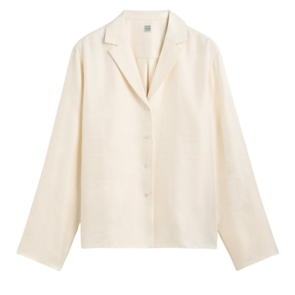 Totême Monogram Silk PJ Top Cream - Loungewear - Scandinavian Minimalist Luxury at Coveti