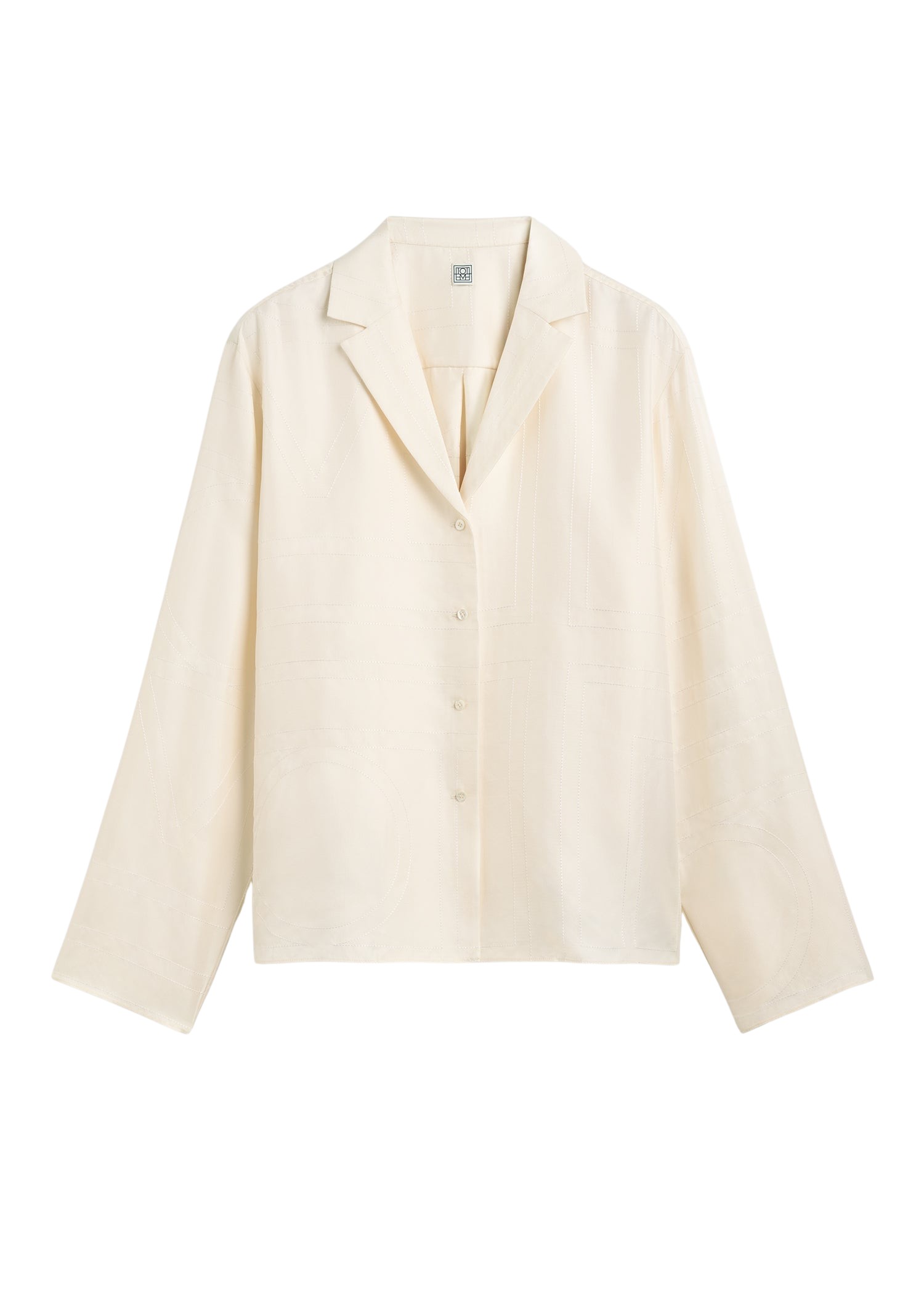 Toteme-Monogram-Silk-PJ-Top-Cream75421_nobg Totême Monogram Silk PJ Top Cream - Loungewear - Scandinavian Minimalist Luxury at Coveti