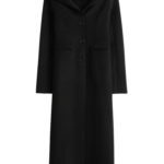 Totême Open Collar Wool Coat Black - Coats - Scandinavian Minimalist Luxury at Coveti