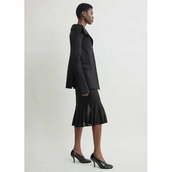 Totême Open Collar Wool Jacket Black - Jackets - Scandinavian Minimalist Luxury at Coveti