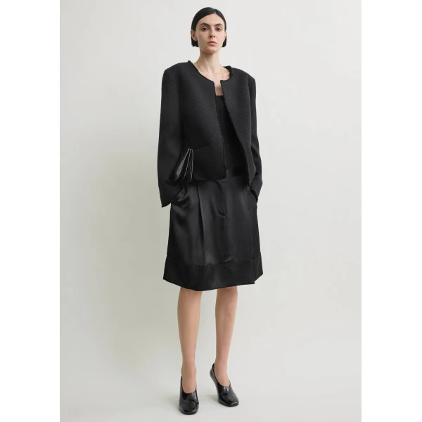 Totême Open-Front Bouclé Blazer Black - Jackets - Scandinavian Minimalist Luxury at Coveti