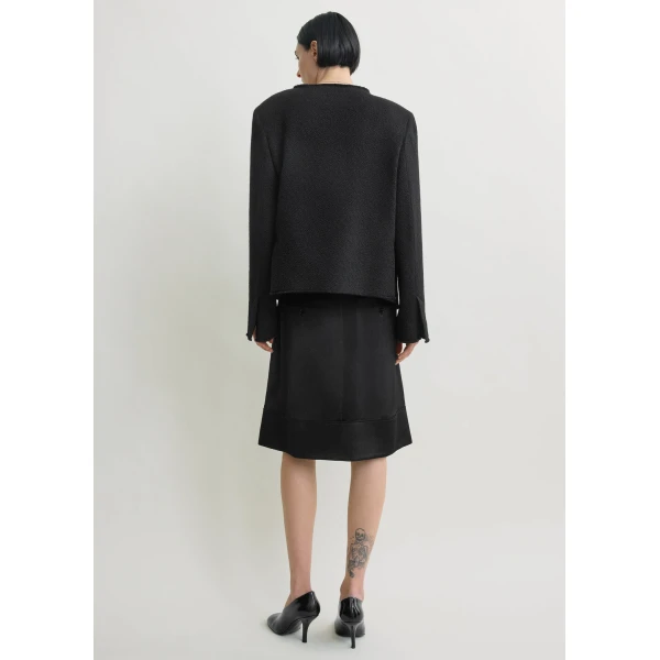 Totême Open-Front Bouclé Blazer Black - Jackets - Scandinavian Minimalist Luxury at Coveti