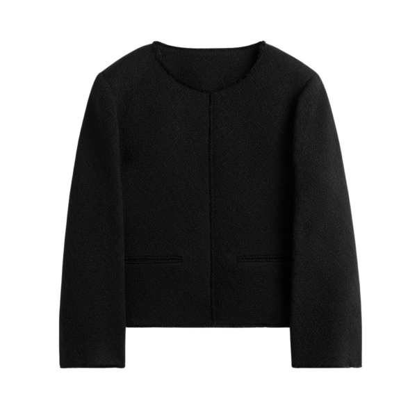 Totême Open-Front Bouclé Blazer Black - Jackets - Scandinavian Minimalist Luxury at Coveti