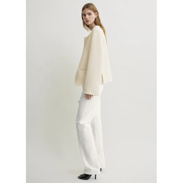 Totême Open-Front Bouclé Blazer Ecru - Jackets - Scandinavian Minimalist Luxury at Coveti