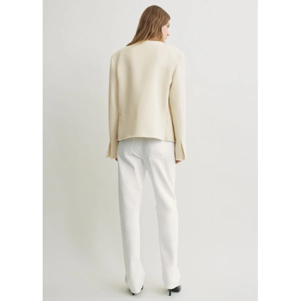 Totême Open-Front Bouclé Blazer Ecru - Jackets - Scandinavian Minimalist Luxury at Coveti