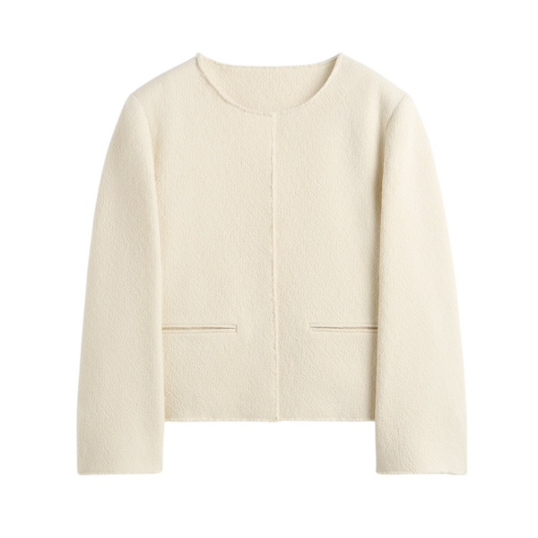 Totême Open-Front Bouclé Blazer Ecru - Jackets - Scandinavian Minimalist Luxury at Coveti