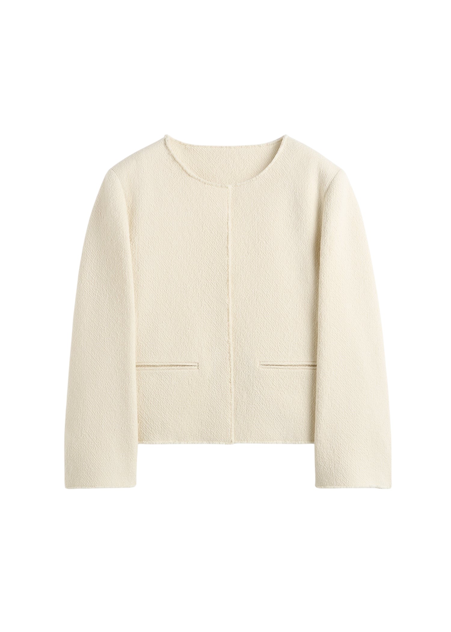 Toteme Open-Front Bouclé Blazer Ecru