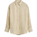 Totême Oversized Striped Shirt Beige/Brown - Tops - Scandinavian Minimalist Luxury at Coveti