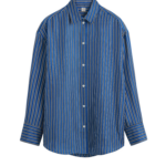 Totême Oversized Striped Shirt Blue/Navy - Tops - Scandinavian Minimalist Luxury at Coveti
