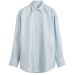 Totême Oversized Striped Shirt Ice/White - Tops - Scandinavian Minimalist Luxury at Coveti