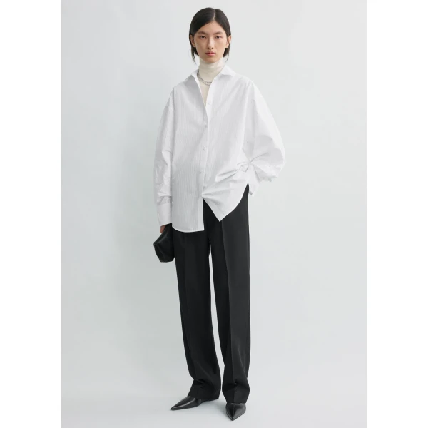 Totême Oversized Striped Shirt White - Tops - Scandinavian Minimalist Luxury at Coveti
