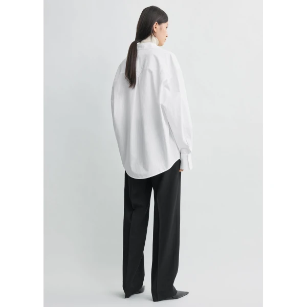 Totême Oversized Striped Shirt White - Tops - Scandinavian Minimalist Luxury at Coveti