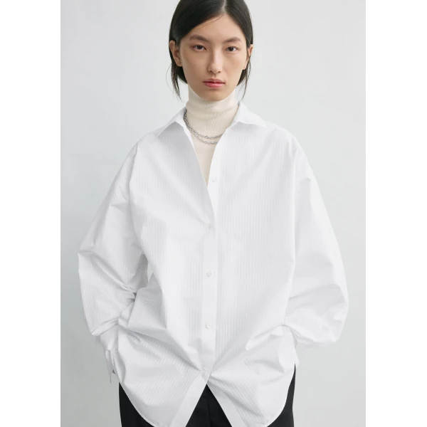 Totême Oversized Striped Shirt White - Tops - Scandinavian Minimalist Luxury at Coveti