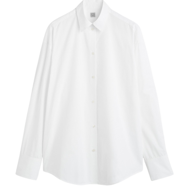 Totême Oversized Striped Shirt White - Tops - Scandinavian Minimalist Luxury at Coveti