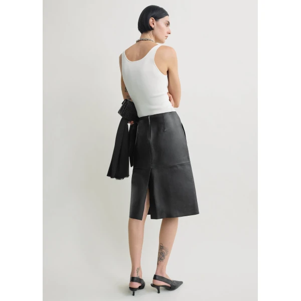 Totême Paneled Leather Skirt Black - Skirts - Scandinavian Minimalist Luxury at Coveti