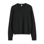 Totême Pintucked Sweater Charcoal - Knitwear - Scandinavian Minimalist Luxury at Coveti